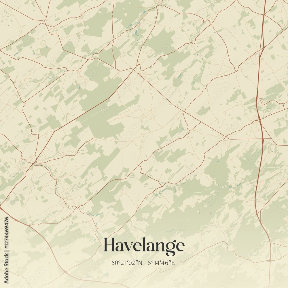Vintage map of Havelange, Belgium.