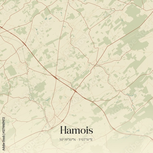 Obraz na płótnie Vintage map of Hamois, Belgium. w salonie