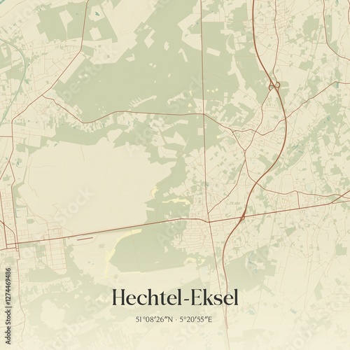 Obraz na płótnie Vintage map of Hechtel-Eksel, Belgium. w salonie