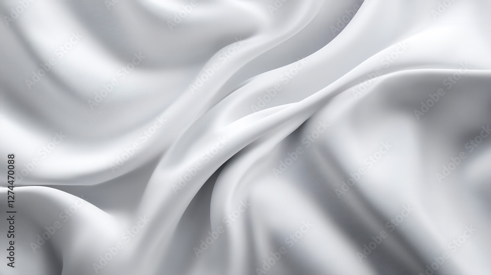 Obraz premium Elegant White Fabric Texture with Soft Waves and Smooth Drapery for Background and Design