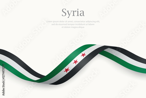 Syria flag on Waving ribbon