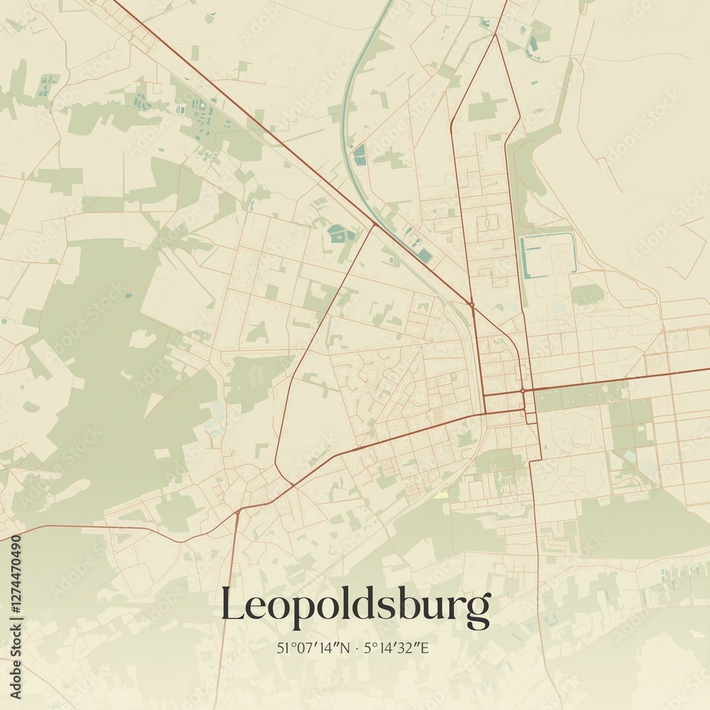 Obraz premium Vintage map of Leopoldsburg, Belgium.