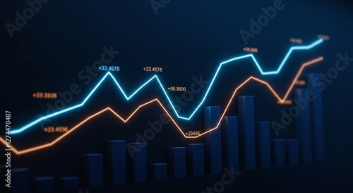 Financial Growth Chart Data Analysis, Market Trends, Investment, Profit, Success, Statistics, Econom photo