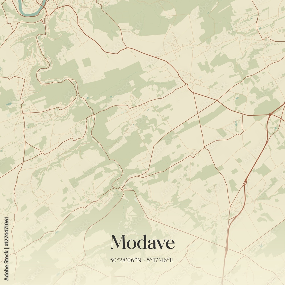 Fototapeta premium Vintage map of Modave, Belgium.
