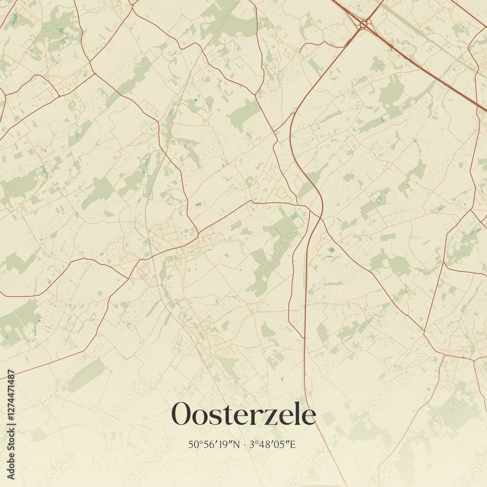 Obraz premium Vintage map of Oosterzele, Belgium.