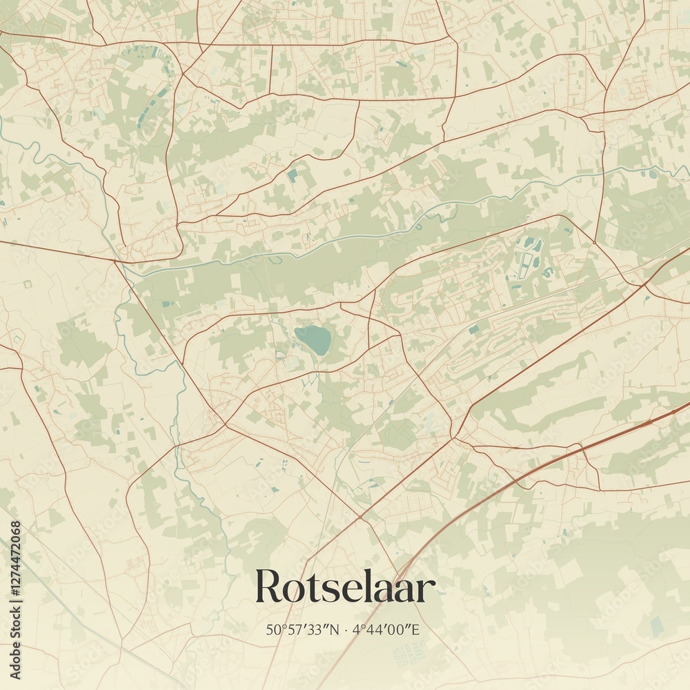 Fototapeta premium Vintage map of Rotselaar, Belgium.