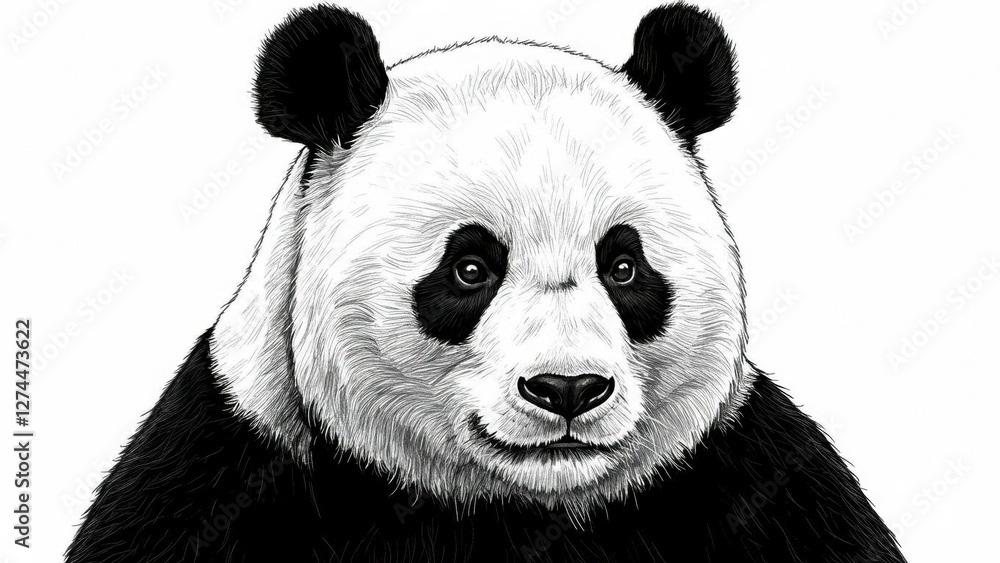 Fototapeta premium A detailed portrait of a panda, symbolizing wildlife conservation.