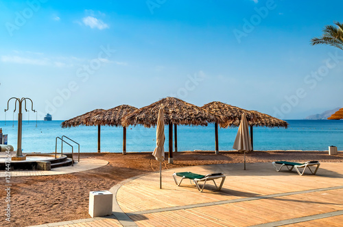 Central public beach in Eilat - famous tourist resort and recreational city i...