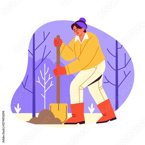 Environmental Activist woman illustration in flat style