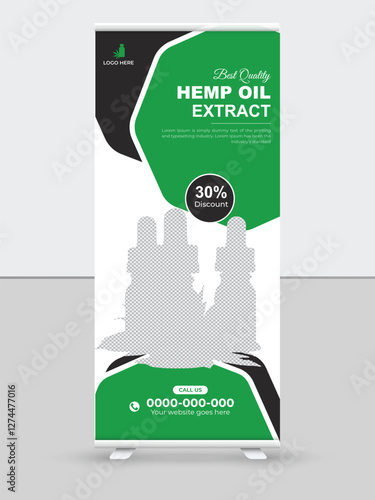 Hemp oil herbal product roll up design template