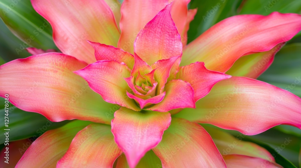 Vibrant Pink and Green Flower with Smooth Petals in Macro View Vibrant Pink and Green Flower with Smooth Petals in Macro View