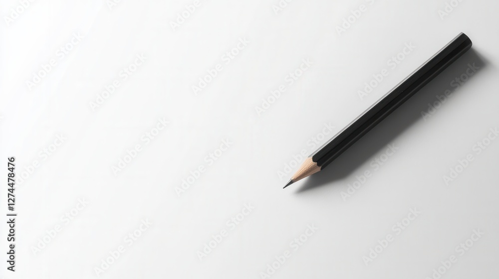 Black Pencil on Clean White Paper Surface for Artistic Inspiration and Creative Projects Black Pencil on Clean White Paper Surface for Artistic Inspiration and Creative Projects
