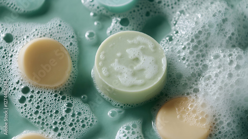 Obraz na płótnie Chemical-Free Soap: Natural soaps made from plant-based ingredients, free of synthetic chemicals, offering a gentle and environmentally friendly cleansing experience w salonie