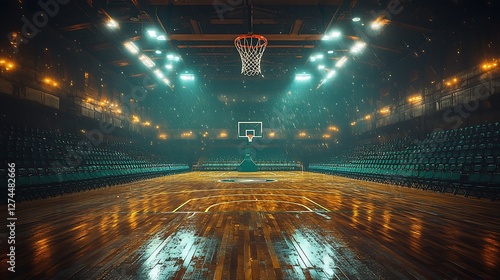 Dark basketball court focused beam effect high resolution hd picture