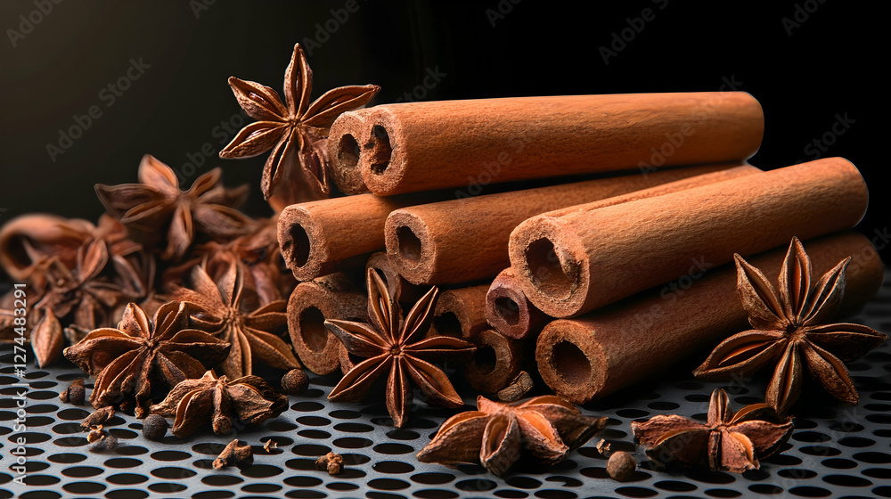 Cinnamon sticks and star anise on a transparent background for a spice and flavor-focused design