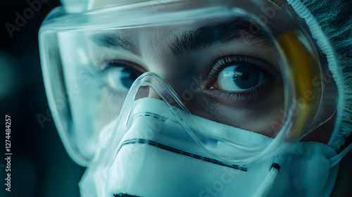 Obraz na płótnie Close-up of an FFP2 mask and medical face masks, showcasing personal protective equipment w salonie