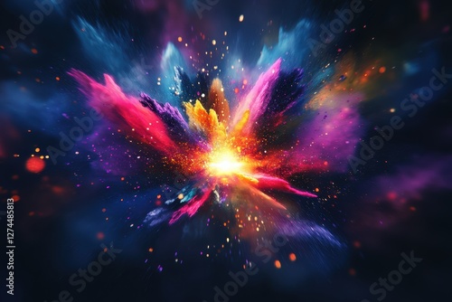 Colorful explosion of nebula clouds creating an abstract background