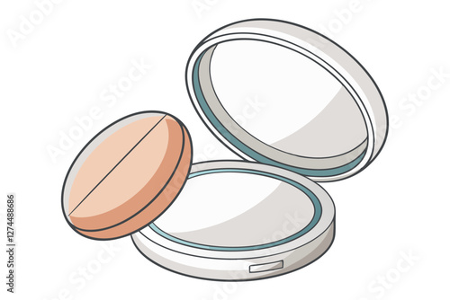 Beauty Compact Powder Case with Round Mirror