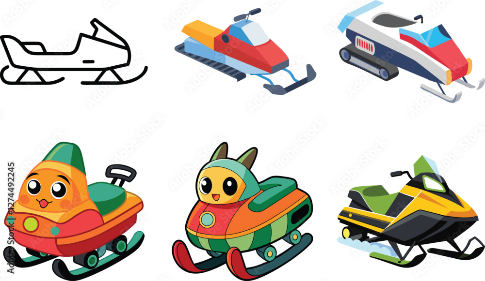 Naklejka premium Web snowmobile vector illustration with white background 