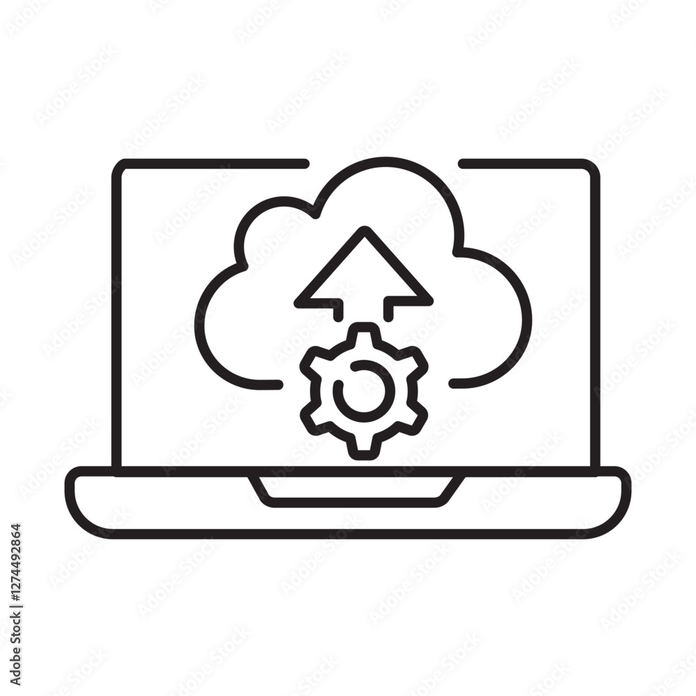 Cloud Upload Icon – Secure Data Storage and Online File Transfer - Editable stroke Line icon Cloud Upload Icon – Secure Data Storage and Online File Transfer - Editable stroke Line icon
