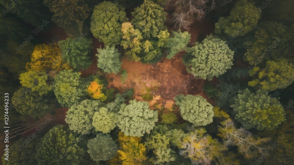 Green landscape top view green trees and road Green landscape top view green trees and road