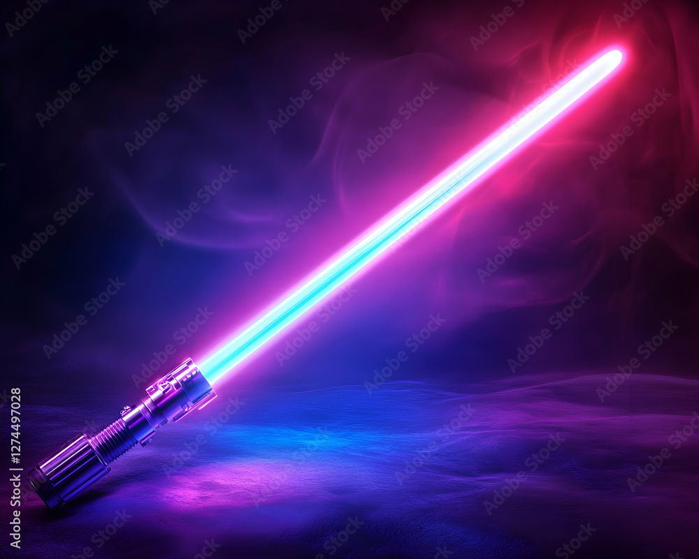 Neon lightsaber in dark smoky background. Possible stock photo use Neon lightsaber in dark smoky background. Possible stock photo use