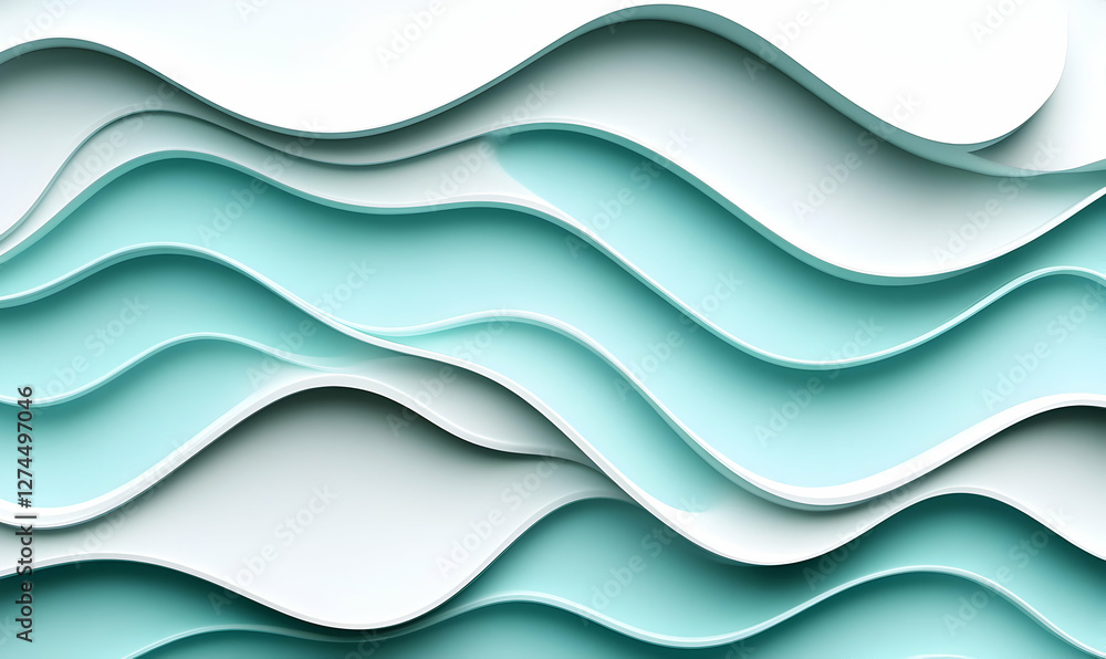 Fototapeta premium Abstract wavy layered design, smooth curves, modern background, digital art, graphic element, for presentation or website, possible use for branding