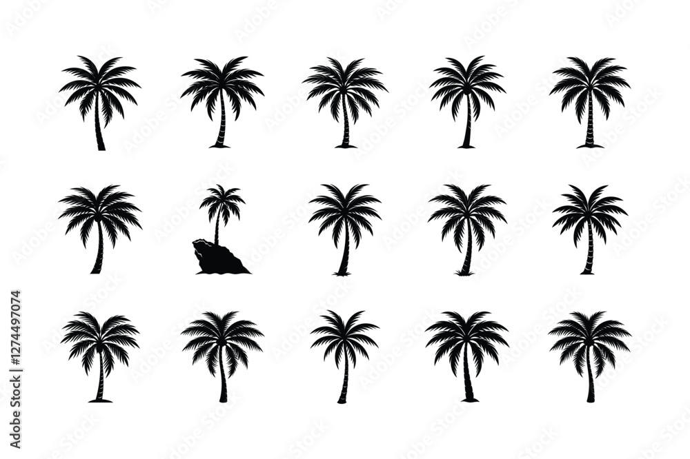 Fototapeta premium Palm tree silhouette vector Bundle 