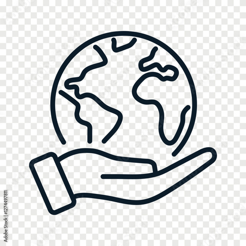 Earth and environment protection outline icon isolated on PNG background