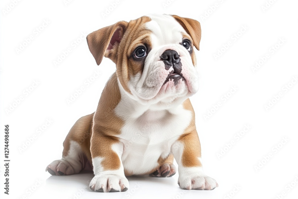 Adorable bulldog puppy poses cutely against a bright white backdrop in a playful mood isolated on transparent background Adorable bulldog puppy poses cutely against a bright white backdrop in a playful mood isolated on transparent background