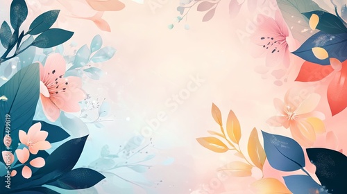 Beautiful Floral Spring Abstract Nature Background with Soft Colors and Copy Space  
