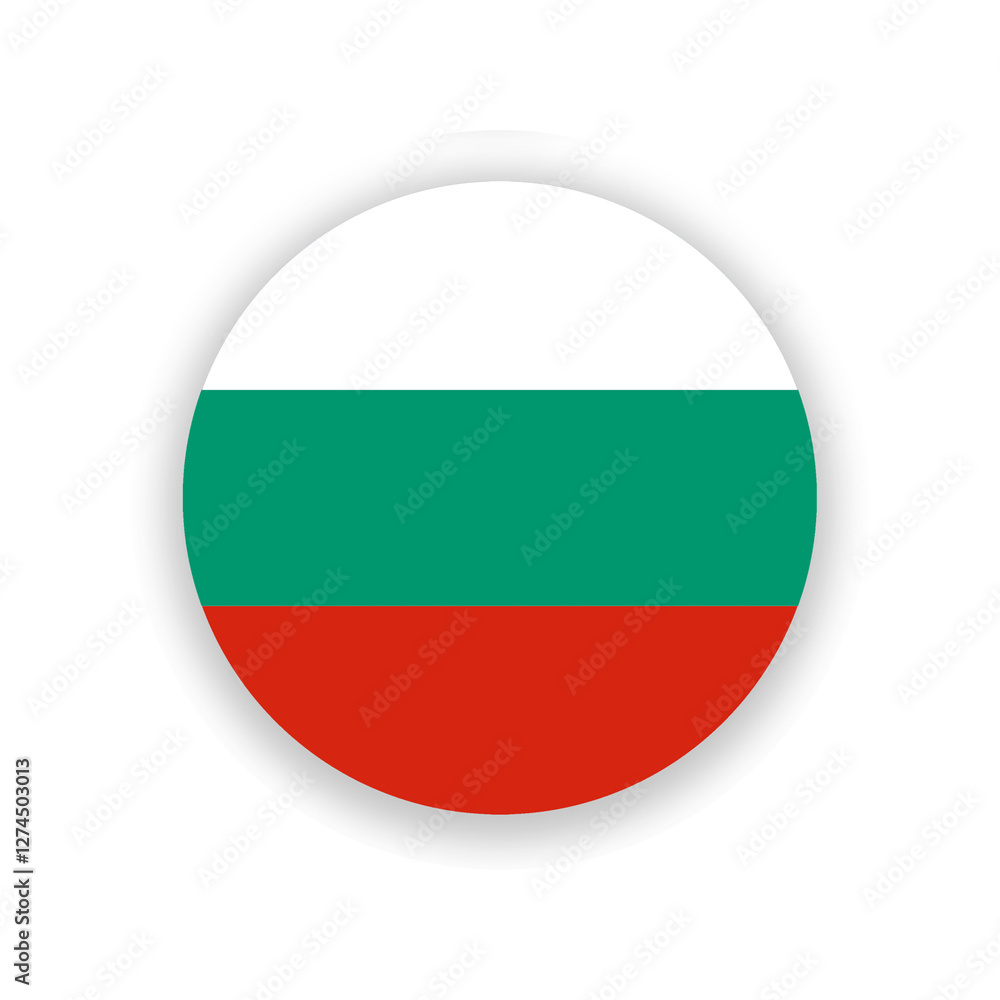Bulgaria national flag in circle shape isolated on white. Illustration Bulgaria national flag in circle shape isolated on white. Illustration