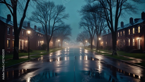 Obraz na płótnie foggy street , AI Generated. w salonie