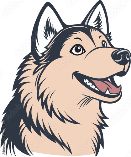 Siberian Husky in cartoon design, animal Character vector illustration white background