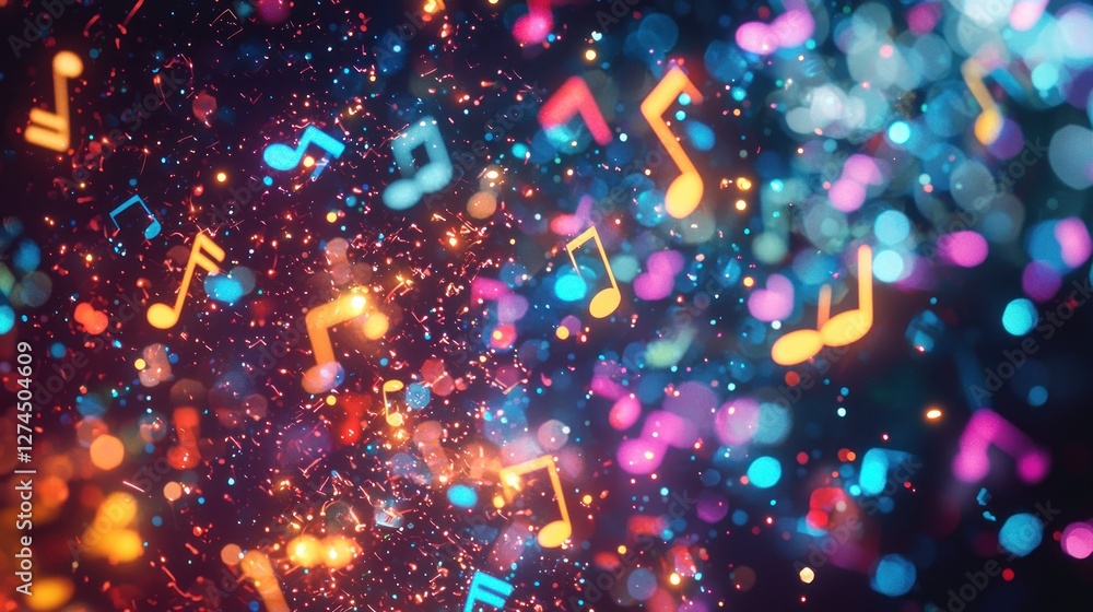 A Symphony of Lights: Musical Notes Dance in a Kaleidoscope of Colors A Symphony of Lights: Musical Notes Dance in a Kaleidoscope of Colors
