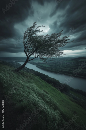 Lone joshua tree in nature