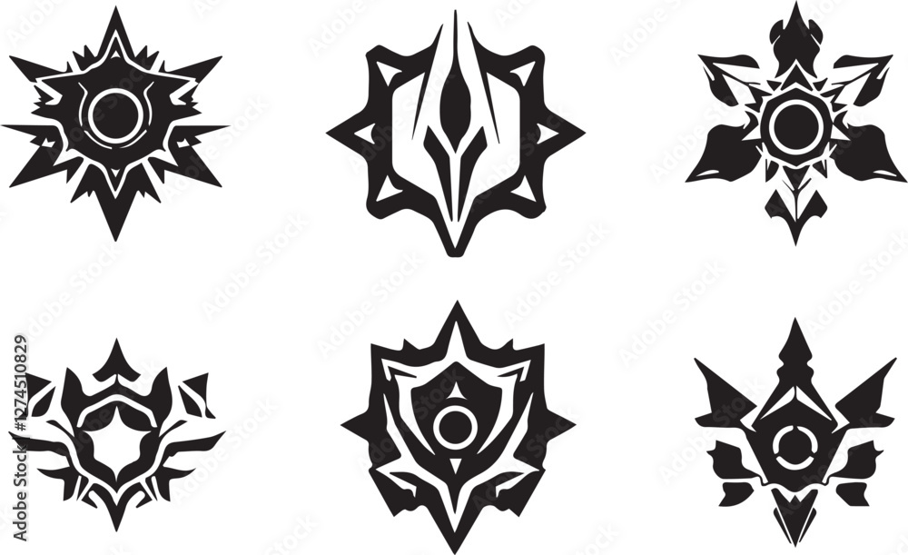 Set of elements for flat design in cyberpunk style. Hand drawn vector illustration Set of elements for flat design in cyberpunk style. Hand drawn vector illustration