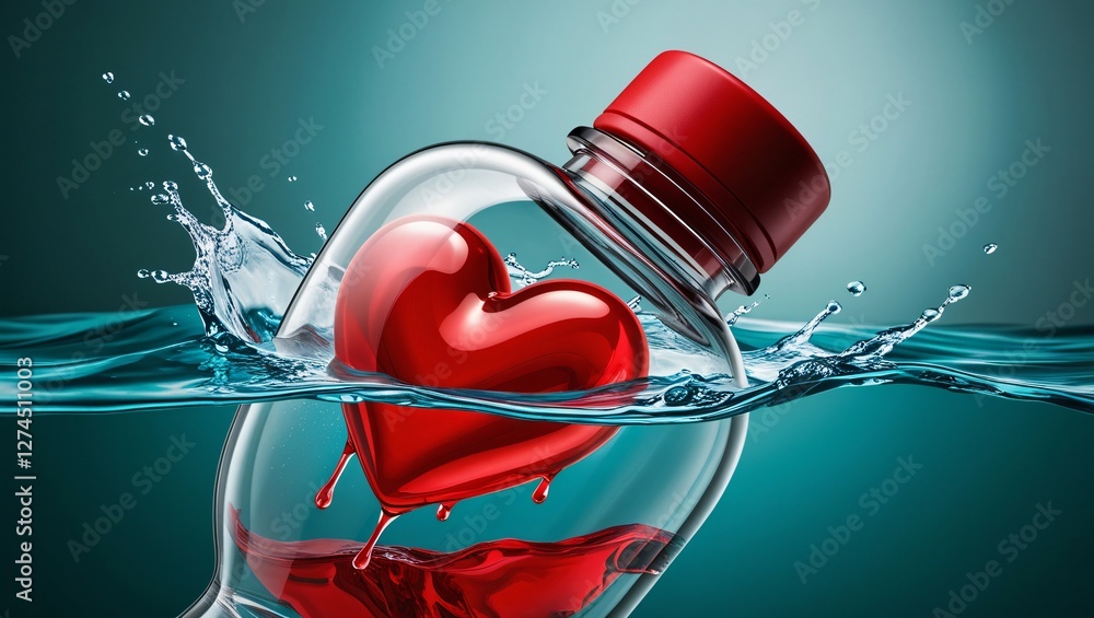 heart in a bottle , AI Generated.