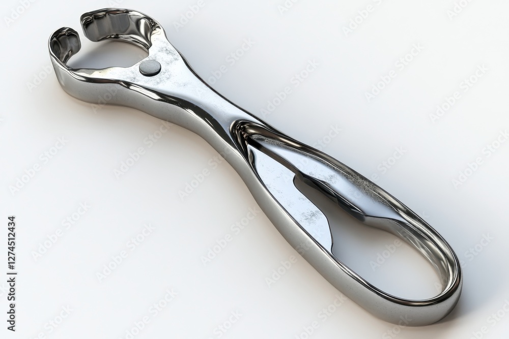 Shiny steel tool resting on a white surface, showcasing its sleek design and practical use isolated on transparent background Shiny steel tool resting on a white surface, showcasing its sleek design and practical use isolated on transparent background