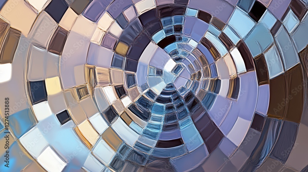 Abstract Geometric Pattern with Circular Design in Soft Blue and Gold Tones Creating a Modern Digital Art Effect Abstract Geometric Pattern with Circular Design in Soft Blue and Gold Tones Creating a Modern Digital Art Effect