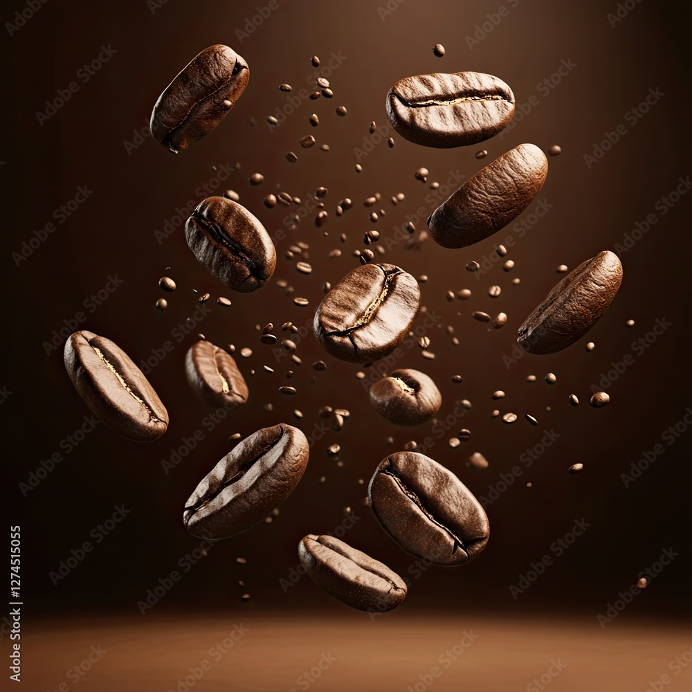 As smoke wafts, coffee beans fall into a roasting pile, exuding aroma. Ideal for an aromatic morning drink As smoke wafts, coffee beans fall into a roasting pile, exuding aroma. Ideal for an aromatic morning drink