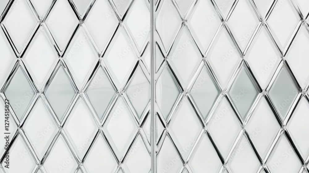 Fototapeta premium Glass panel design with diamond shapes creating a reflective and modern aesthetic ideal for backgrounds, wallpapers, and interior decoration projects
