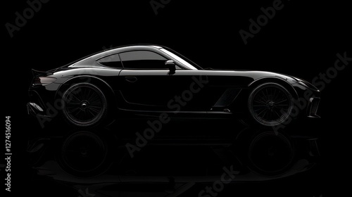 Sleek black sports car silhouette against dark backdrop