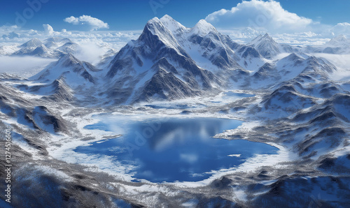 Wallpaper Mural Snow-covered peaks and frozen lakes, offering a breathtaking aerial landscape view. Torontodigital.ca