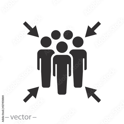 sign place evacuation, point gather people icon vector, flat symbol on white background