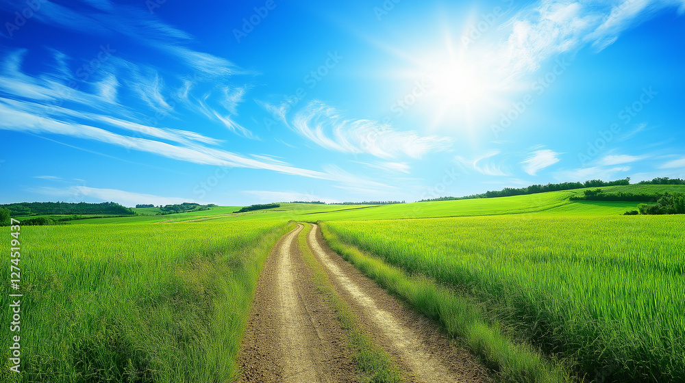 Rural farmland from ground level showing dirt roads lined with natural landscapes in 2024 Rural farmland from ground level showing dirt roads lined with natural landscapes in 2024