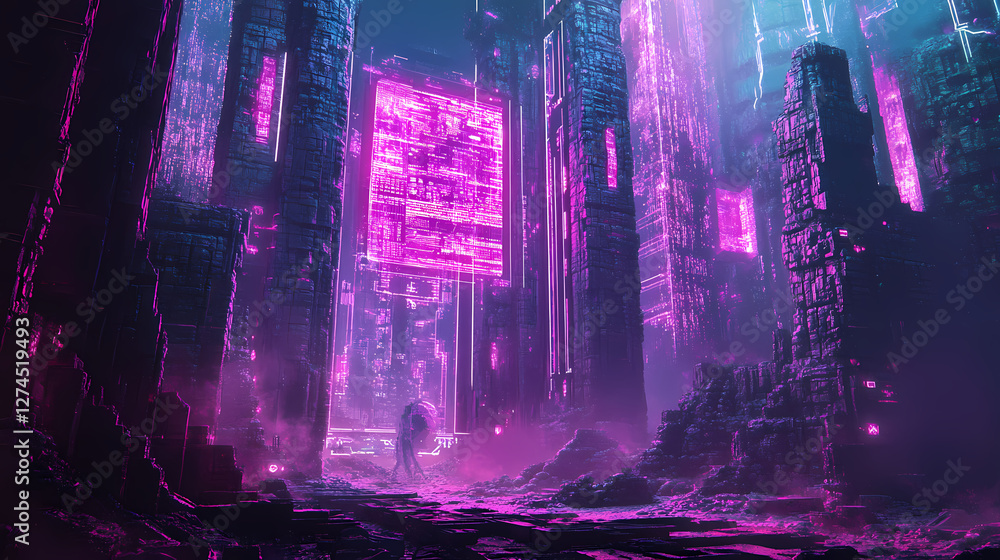 Obraz premium holographic historical ancient ruins