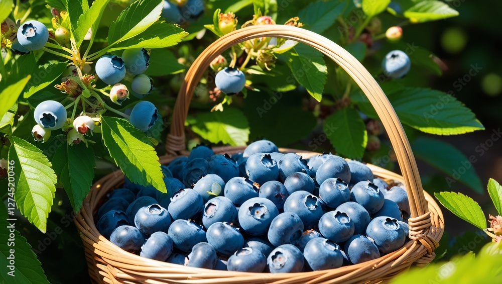 blueberries in a basket , AI Generated.