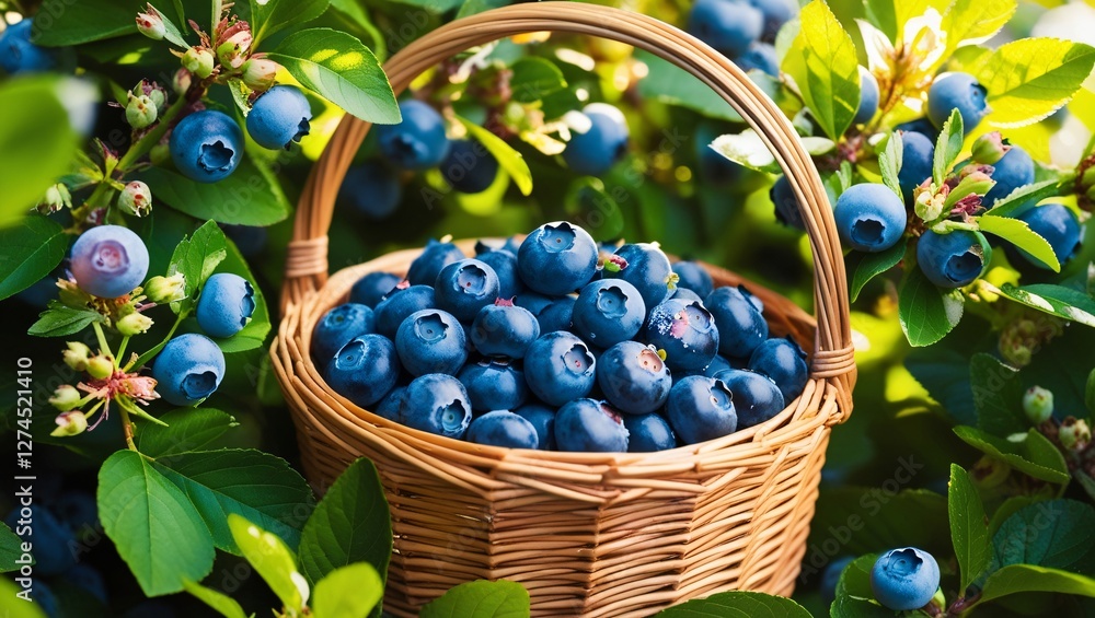 blueberries in a basket , AI Generated.