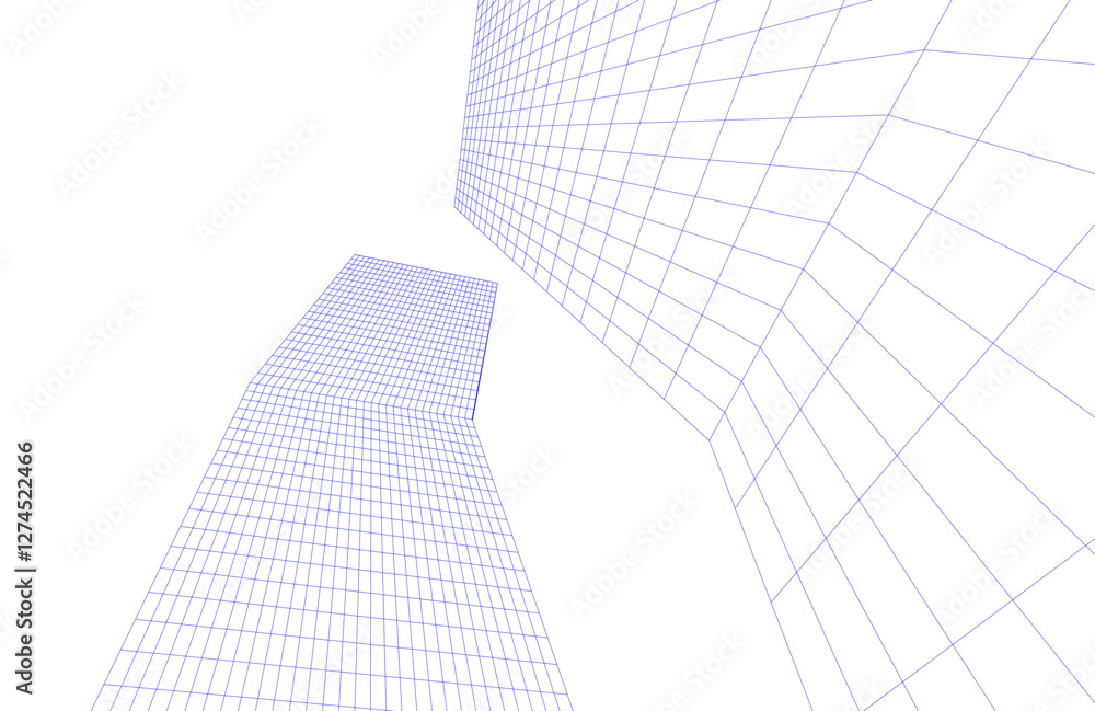 Modern Architectural Wireframe. Futuristic Skyscraper Perspective Modern Architectural Wireframe. Futuristic Skyscraper Perspective